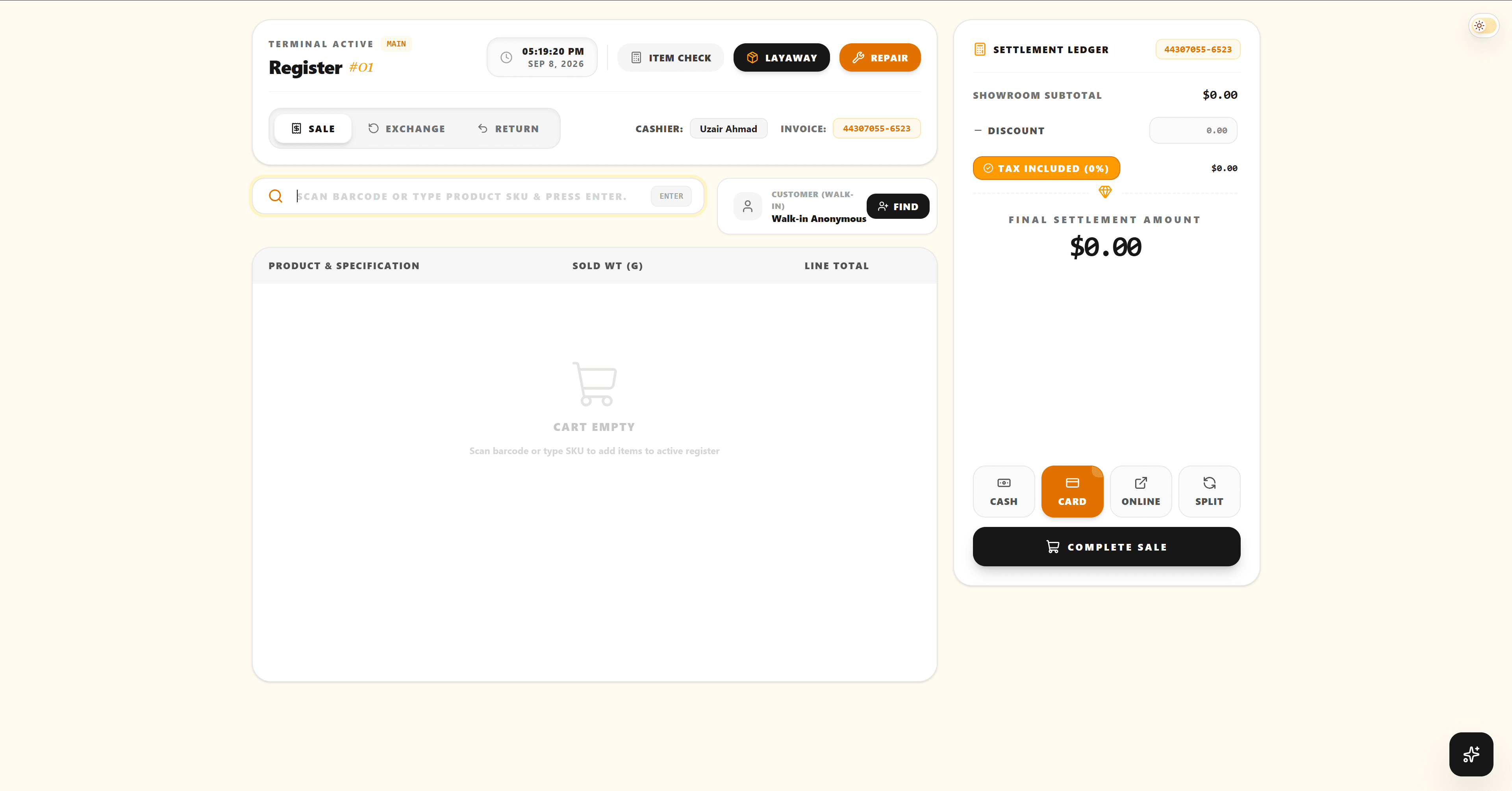 Hamvero POS - POS page